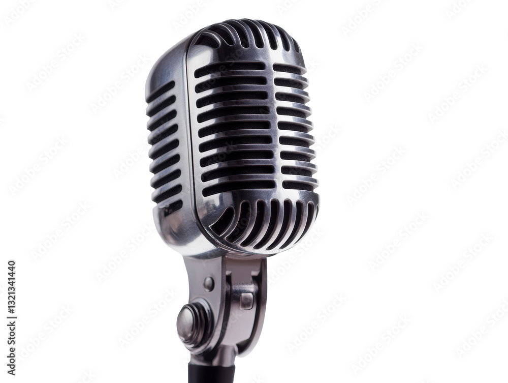 Fototapeta premium A microphone , ultra-sharp details, isolated on a white background, premium advertisement look