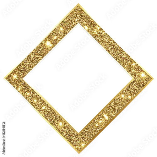 glittering gold diamond shaped frame with sparkling effect