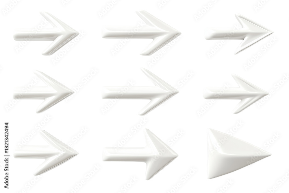 Abstract white milk arrows set isolated on transparent background Abstract white milk arrows set isolated on transparent background