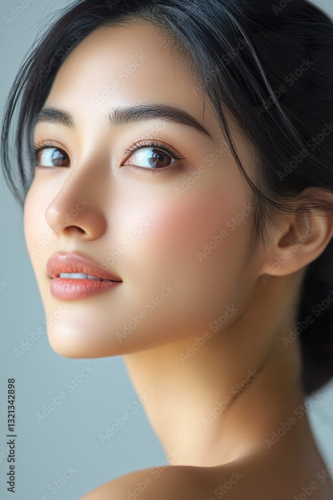 Naklejka premium A woman with a beautiful face and a smile