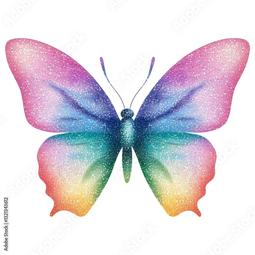 Colorful glitter butterfly with delicate decorative wings