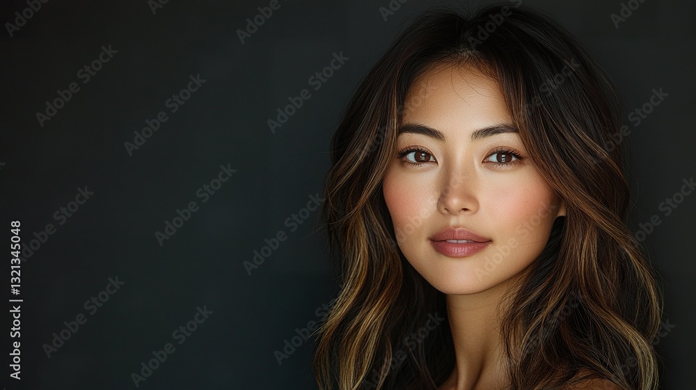 Fototapeta premium A woman with long brown hair and a tan face