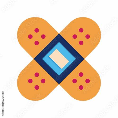 Crossed Bandage Icon - Flat Vector Medical Illustration