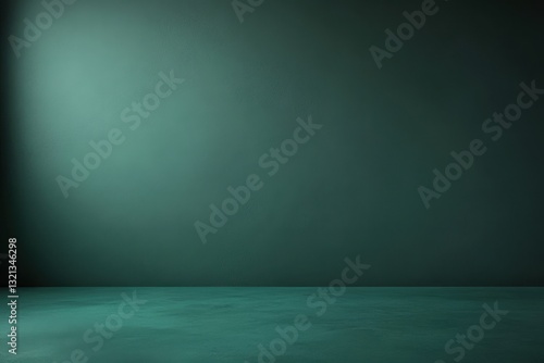 Serene green-toned wall and floor create a tranquil ambiance with subtle lighting and texture