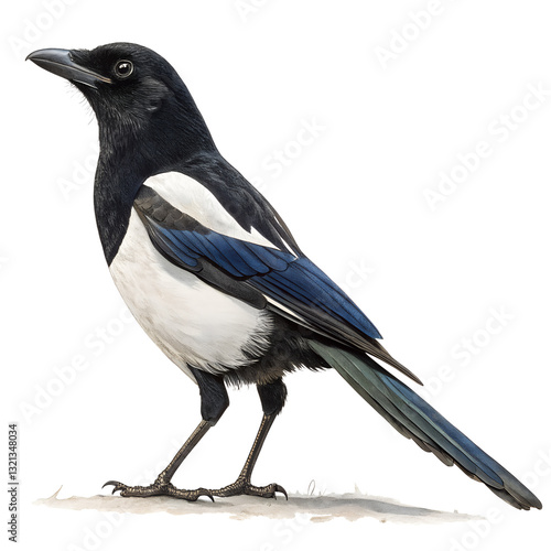 Magpie on a white background