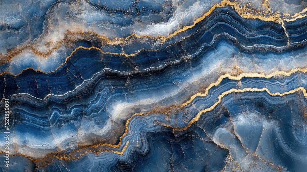 Fototapeta premium Blue and gold marble texture background