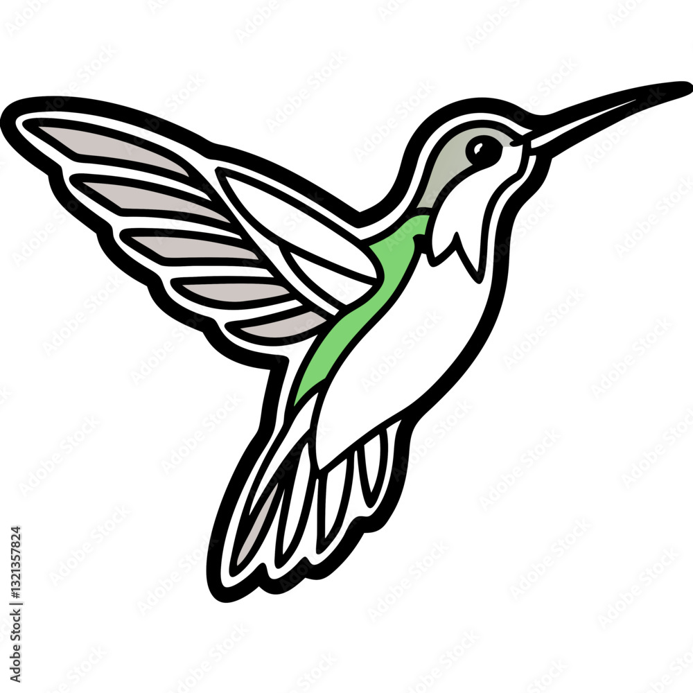 Obraz premium Vector Illustration of a Hummingbird Flying with Wings and Feathers