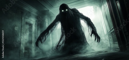 Eerie apparition in a darkened hallway, A chilling encounter photo