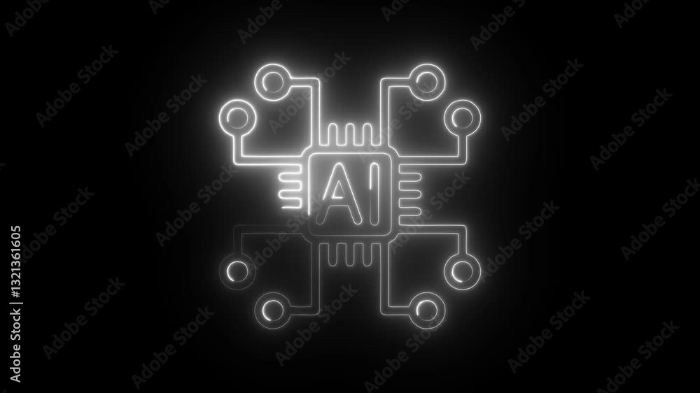 Glowing neon intelligence icon isolated on black background. HD Video motion graphic animation Glowing neon intelligence icon isolated on black background. HD Video motion graphic animation