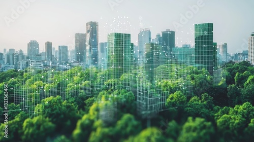 Sustainable urban development report cityscape corporate analysis green environment aerial view future concepts