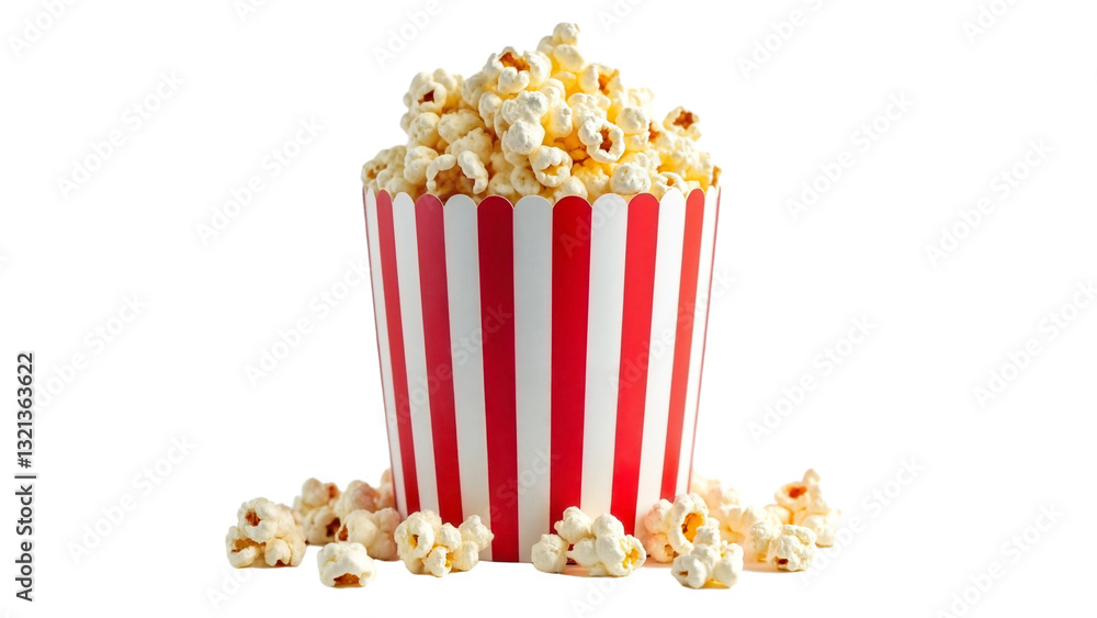 Vibrant Popcorn Container Isolated on Transparent Background for Movie Night Celebrations and Snack Promotions Vibrant Popcorn Container Isolated on Transparent Background for Movie Night Celebrations and Snack Promotions