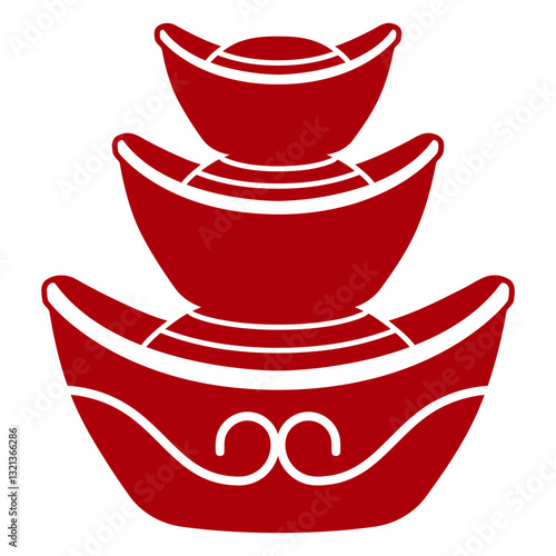 Ingots of Prosperity: A striking, symbolic representation of wealth and good fortune, these stylized ingots in a vibrant red hue embody concepts of financial success and cultural significance.