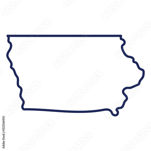 Outline of Iowa: A minimalist outline of the state of Iowa, rendered in a sleek, modern style. A nod to the heartland.