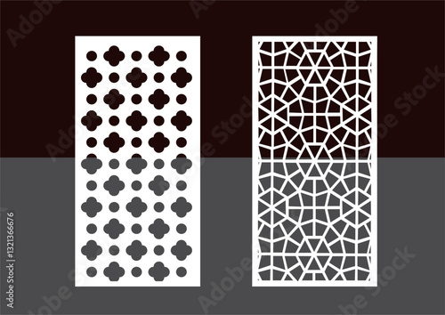  Kitchen and Hall Jali geometric CNC jaali pattern for laser cutting and interior designing vector graphics