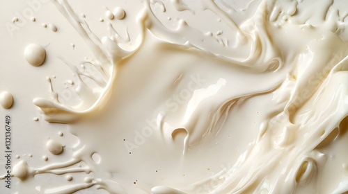 White substance with a lot of splatters and drips, creating a messy and chaotic appearance. The substance appears to be a type of cream or milk, and it seems to be spread out in a haphazard manner