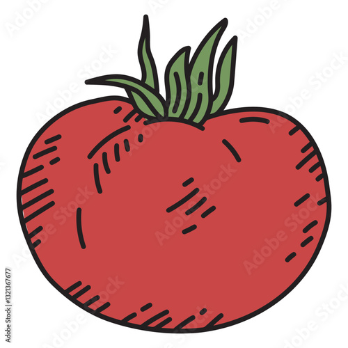 Vibrant Tomato Illustration: A fresh, plump tomato, a symbol of health and flavor, is depicted with an artistic flair, inviting us to savor the essence of nature's bounty.