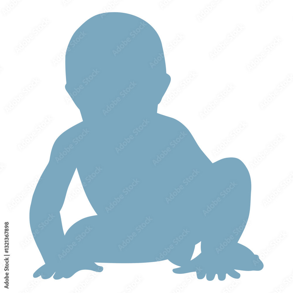 Obraz premium Gentle Silhouette: A soft silhouette of a baby captures the innocence of early exploration, filled with the promise of curiosity, exploration and growth.