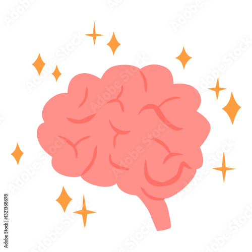 Brain: Sparkle of Mind. The human brain, bathed in a soft light, emits an aura of intelligence, ideas, and knowledge.