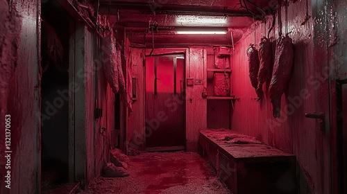 Crimson Corridor: A Glimpse into a Meat Processing Plant