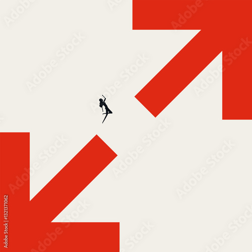 Business growth vector concept. Symbol of overcoming challenge, success, strategy. Minimal design eps10 illustration.