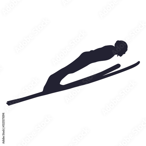 Soaring Silhouette: A bold silhouette of a ski jumper in mid-air, embodying the essence of winter sports. The image captures the dynamic energy and skill required for the sport.