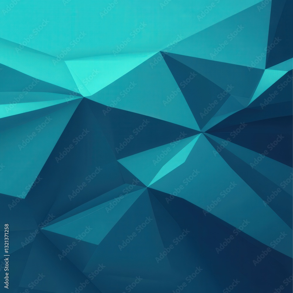 Obraz premium Teal geometric abstract background, low-poly design, website header