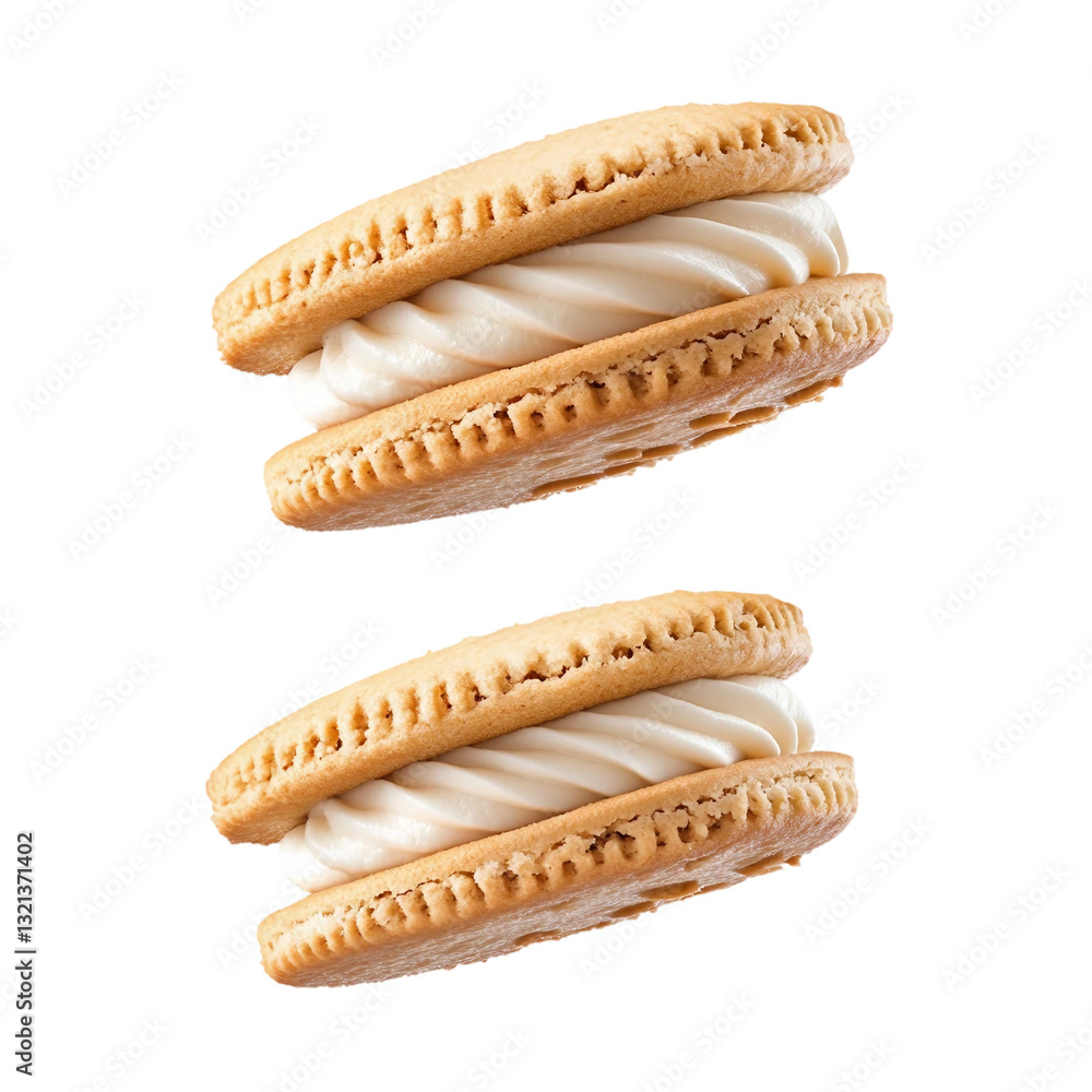 lying cookies vanilla cream filled biscuits isolated isolated on transparent and white background. lying cookies vanilla cream filled biscuits isolated isolated on transparent and white background.