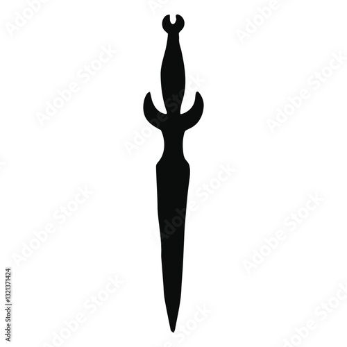 Shadow Dagger: An elegant silhouette of a dagger stands as a symbol of power, sharpness and ancient history. Perfect for design templates and presentations.