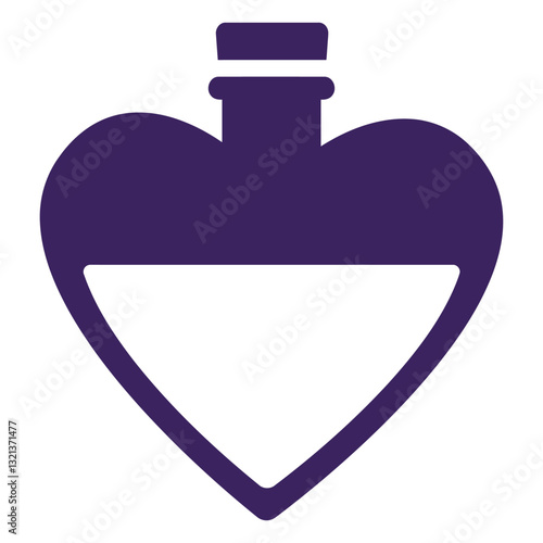 Love Potion Icon: A captivating illustration of a love potion, contained within a heart-shaped bottle, is an emblem of romance and affection.