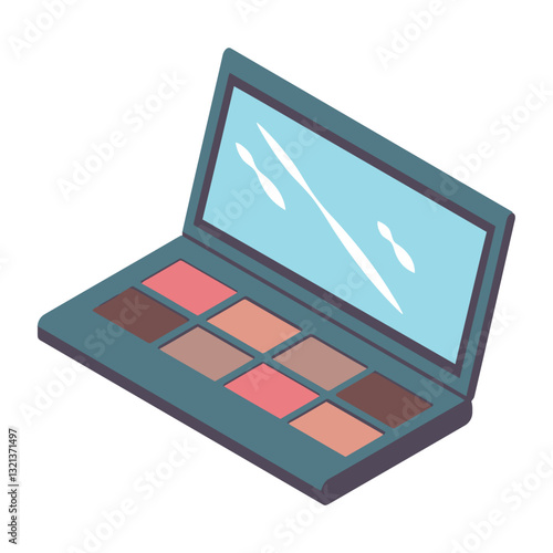 Cosmetic Palette: A close-up shot of a sophisticated, open cosmetic palette containing an array of vibrant eyeshadow shades, a reflection of the modern beauty.