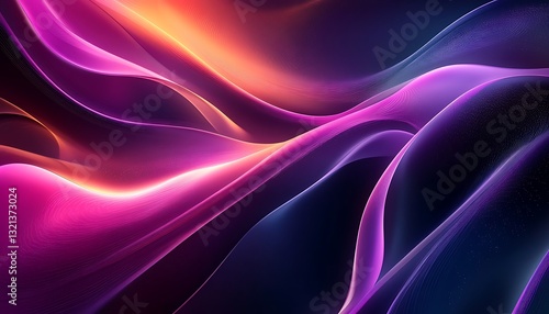 Abstract glowing waves in pink, purple, and orange.