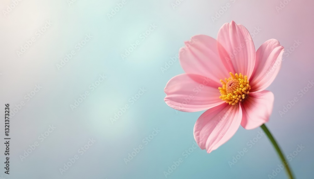 Single flower against a soft pastel background, gentle, soothing Single flower against a soft pastel background, gentle, soothing