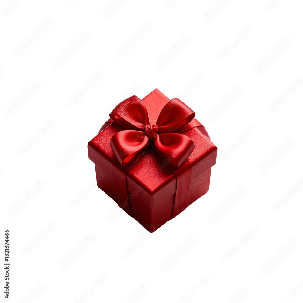 Obraz premium red gift box with ribbon isolated on transparent background. Generated Ai