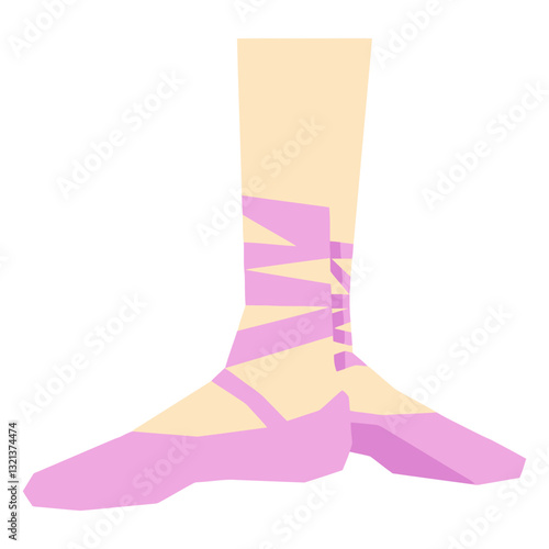Graceful Ballerina's Footwear: Depicting a ballerina's feet in elegantly poised pink ballet shoes, showcasing the delicate balance and artistry of dance.