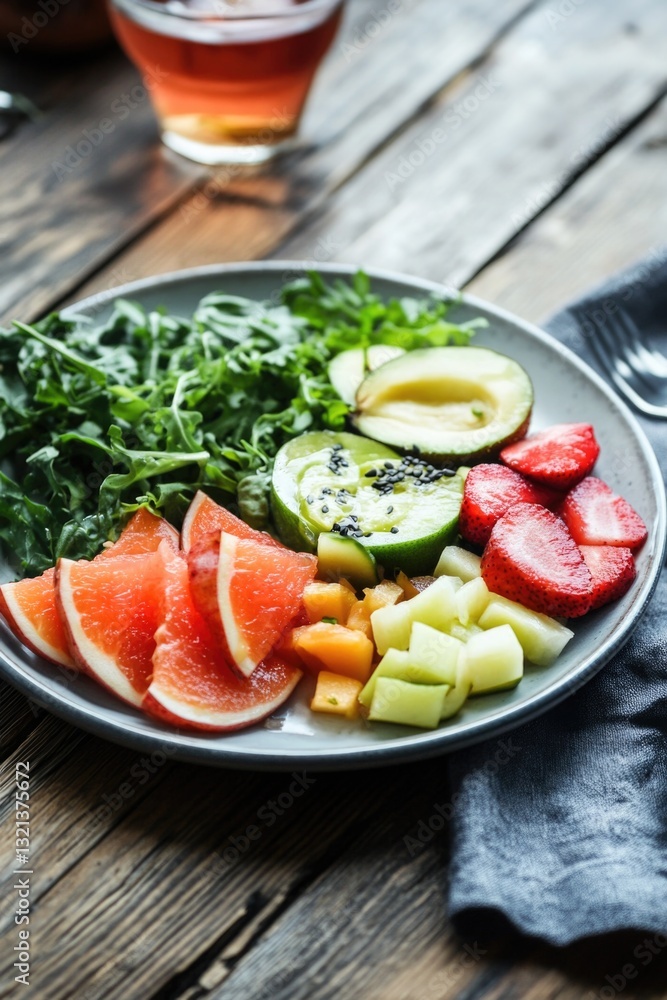 A colorful arrangement of fresh produce on a wooden surface, perfect for a snack or centerpiece A colorful arrangement of fresh produce on a wooden surface, perfect for a snack or centerpiece