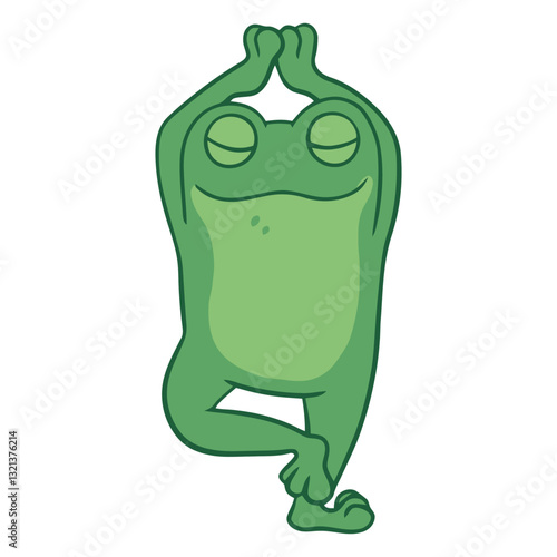 Frog in a Yoga Pose: A charming frog, with eyes closed, demonstrates a yoga pose. The frog's serene expression and pose evoke a sense of peace and well-being.
