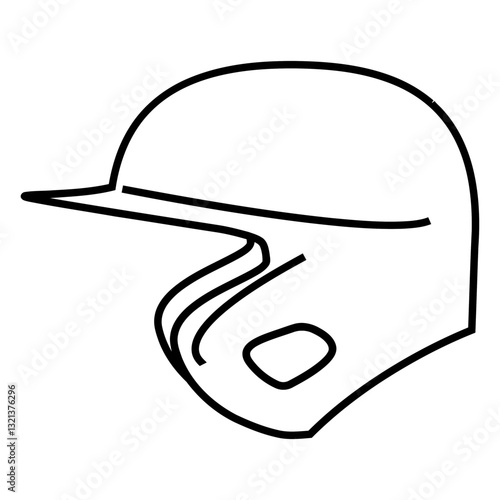Line drawing of a Baseball Helmet: A simple line drawing of a baseball helmet, providing a minimalist representation of essential protective gear.