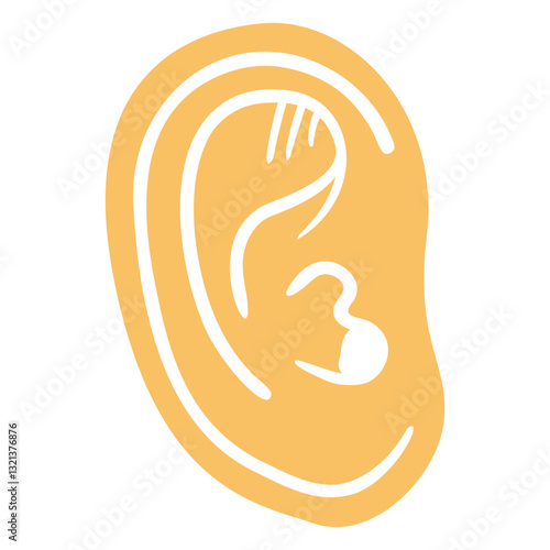 Anatomy of Ear: This unique illustration showcases the intricate details of an ear, highlighting its delicate form and essential components in a clean, simple manner.