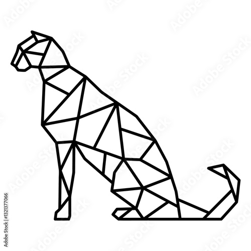 Geometric Cheetah in Abstract: A stylized geometric representation of a Cheetah, evoking a sense of modern art and capturing its elegant form in an abstract aesthetic. 