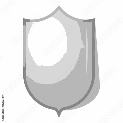 Shield Icon: A simple yet powerful grayscale shield, an emblem of protection, security, and defense, rendered in a clean, digital illustration.