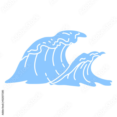 Ocean Waves Illustration: An illustration of stylized ocean waves crashing against each other
