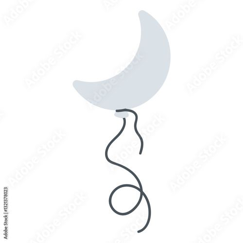 Skyward Serenade: A whimsically illustrated balloon, shaped like a crescent moon, ascends, its string a gentle dance in the invisible breeze. It's an evocative piece that brings feelings of childhood.