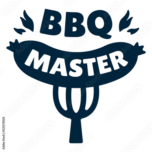 BBQ Master: A stylized BBQ-themed design element that epitomizes the essence of a grill master, showcasing a delectable sausage, ideal for culinary projects