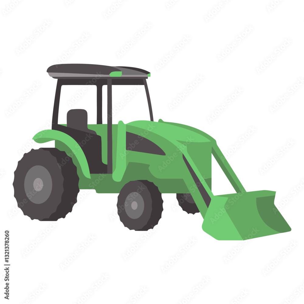 Obraz premium Green Tractor: A detailed illustration of a vibrant green tractor, symbolizing power, efficiency, and the essence of agriculture and industry.