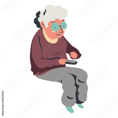 Watching Television: A charming senior citizen is seen engrossed in the television, creating a moment of solitary entertainment and quiet contentment.