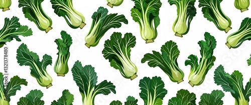 Wallpaper Mural bok choy pattern on white plain background digital abstract art work illustration design Torontodigital.ca