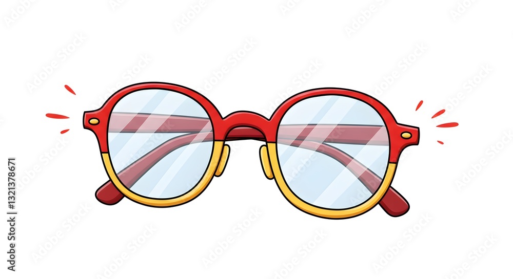 Fototapeta premium Red and yellow round glasses illustration on a white background