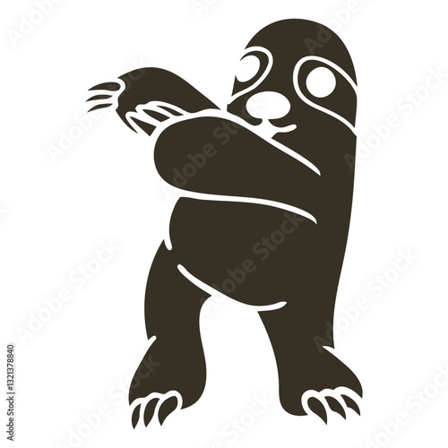 Sloth Dab Silhouette: A stylized silhouette of a playful sloth strikes a dab pose, radiating fun, joy, and a unique modern character.