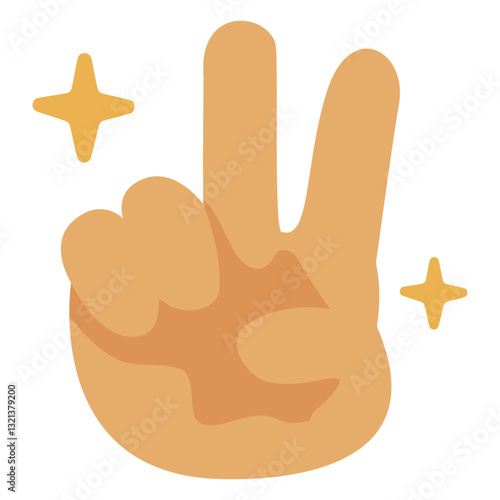 Symbol of Peace and Victory: A digitally rendered illustration showing a hand displaying the victory sign, representing peace, harmony, and the spirit of triumph in a vibrant digital artwork.