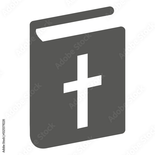 Sacred Text: A close-up shot of a holy book, a beacon of faith, with a striking cross emblem etched into the cover.